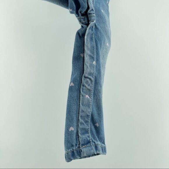 OshKosh B’gosh Baby Girl’s Vestbak Pink Hearts Denim Overalls Size 9M - Picture 6 of 17